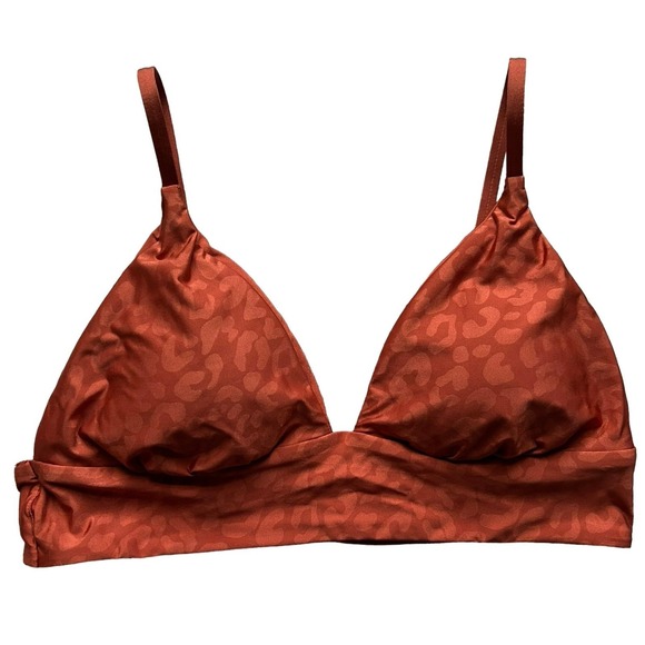 CITRUS Women's Triangle Halter Reversible Bikini Swimsuit Top Clay-Size L - Picture 3 of 7